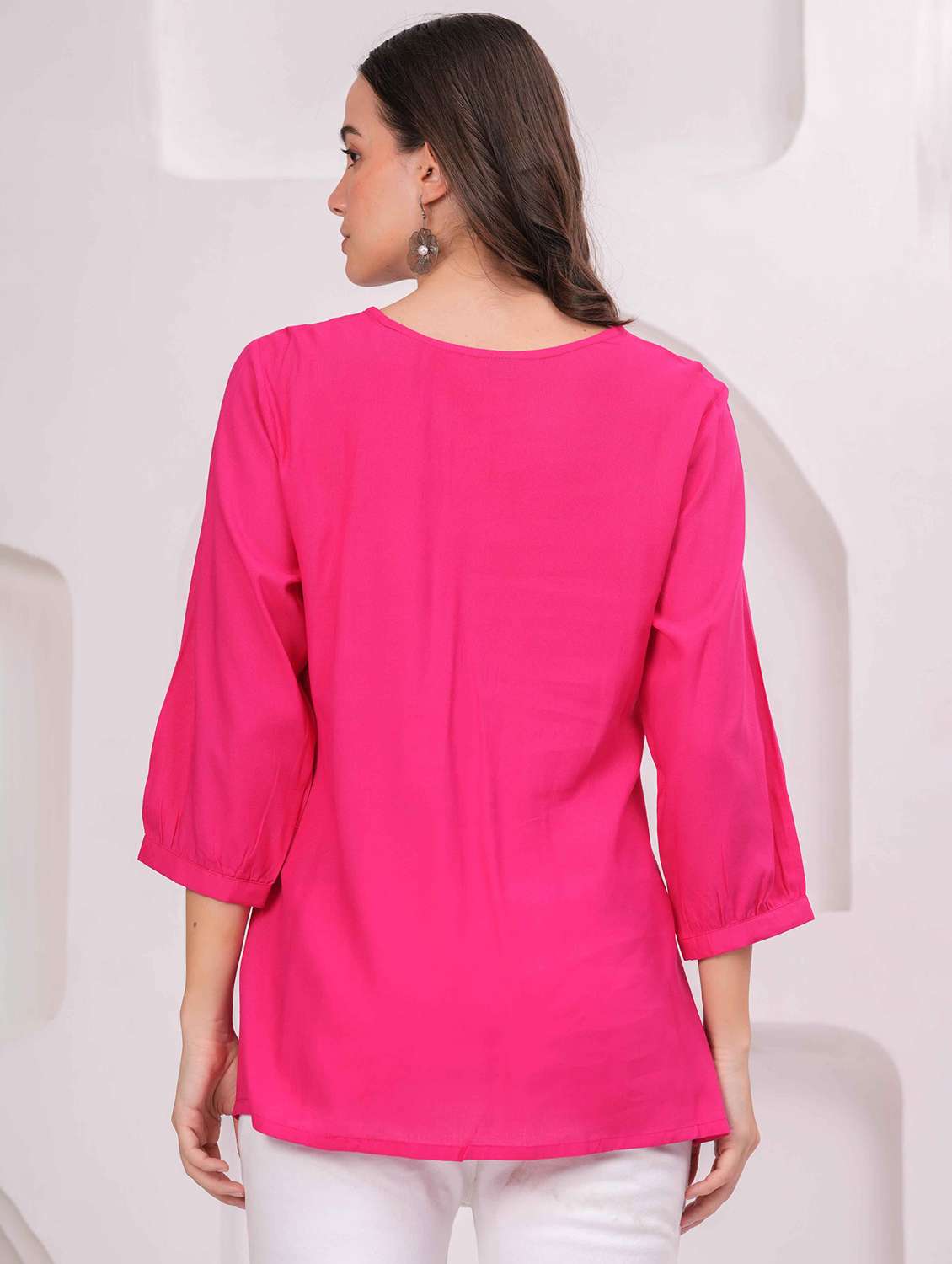 women embroidered three quarter sleeve kurti - 22079824 - Standard Image - 3
