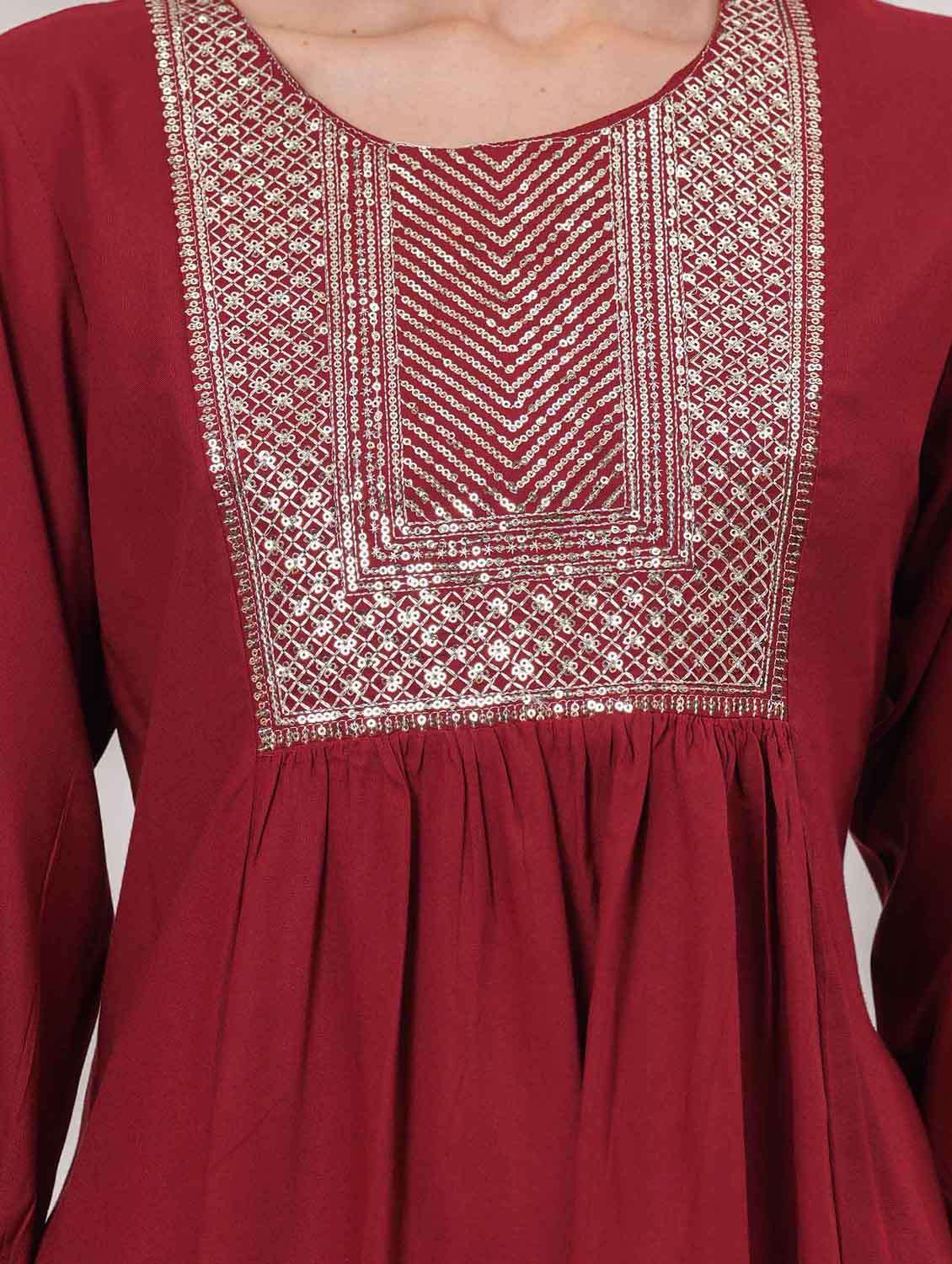 women embroidered three quarter sleeve kurti - 22079844 - Standard Image - 5