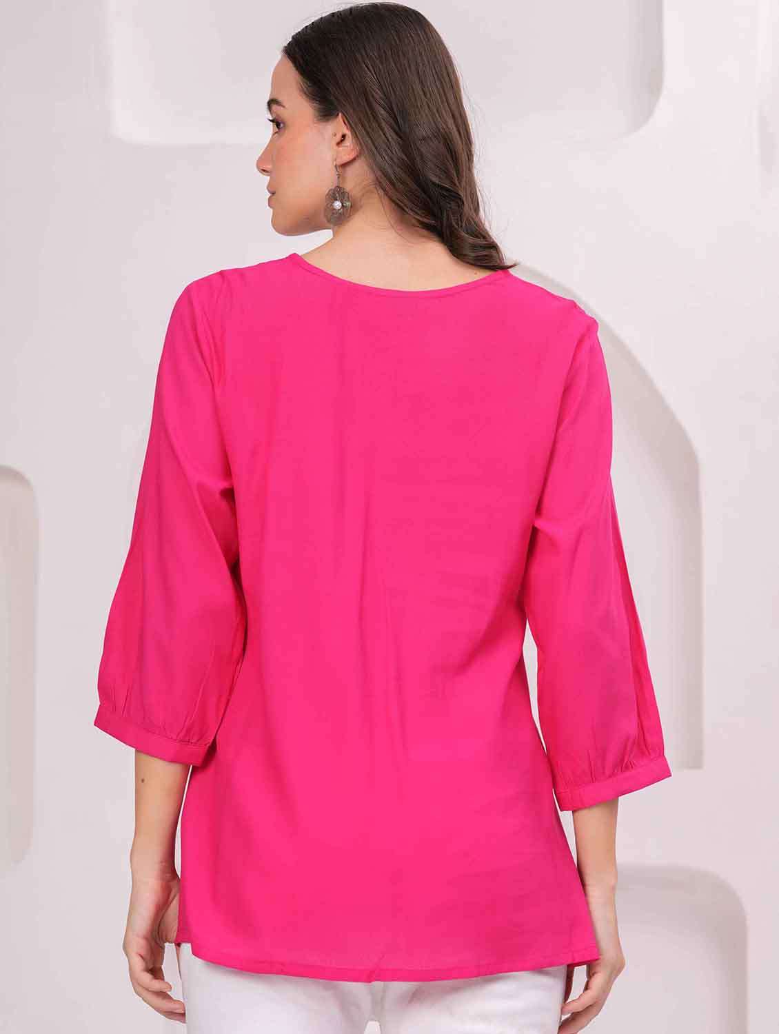 women embroidered three quarter sleeve kurti - 22079846 - Standard Image - 3