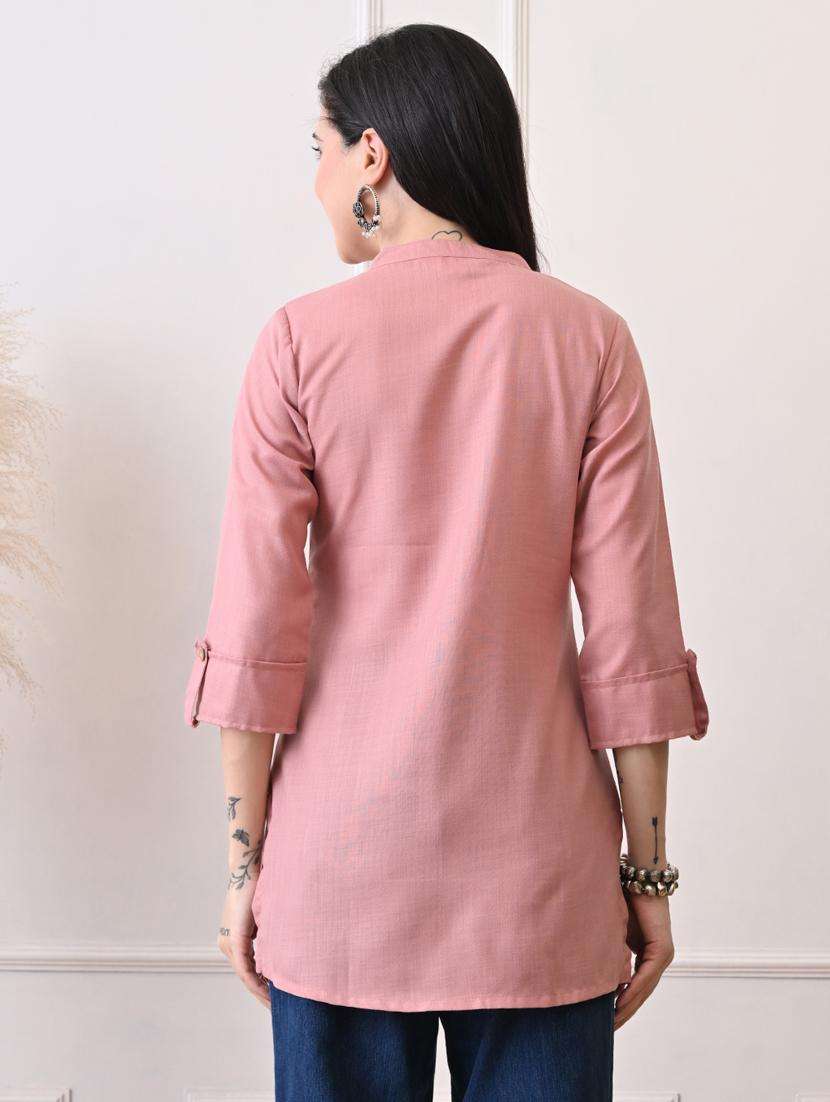 women solid three quarter sleeve straight kurti - 22079866 -  Standard Image - 3