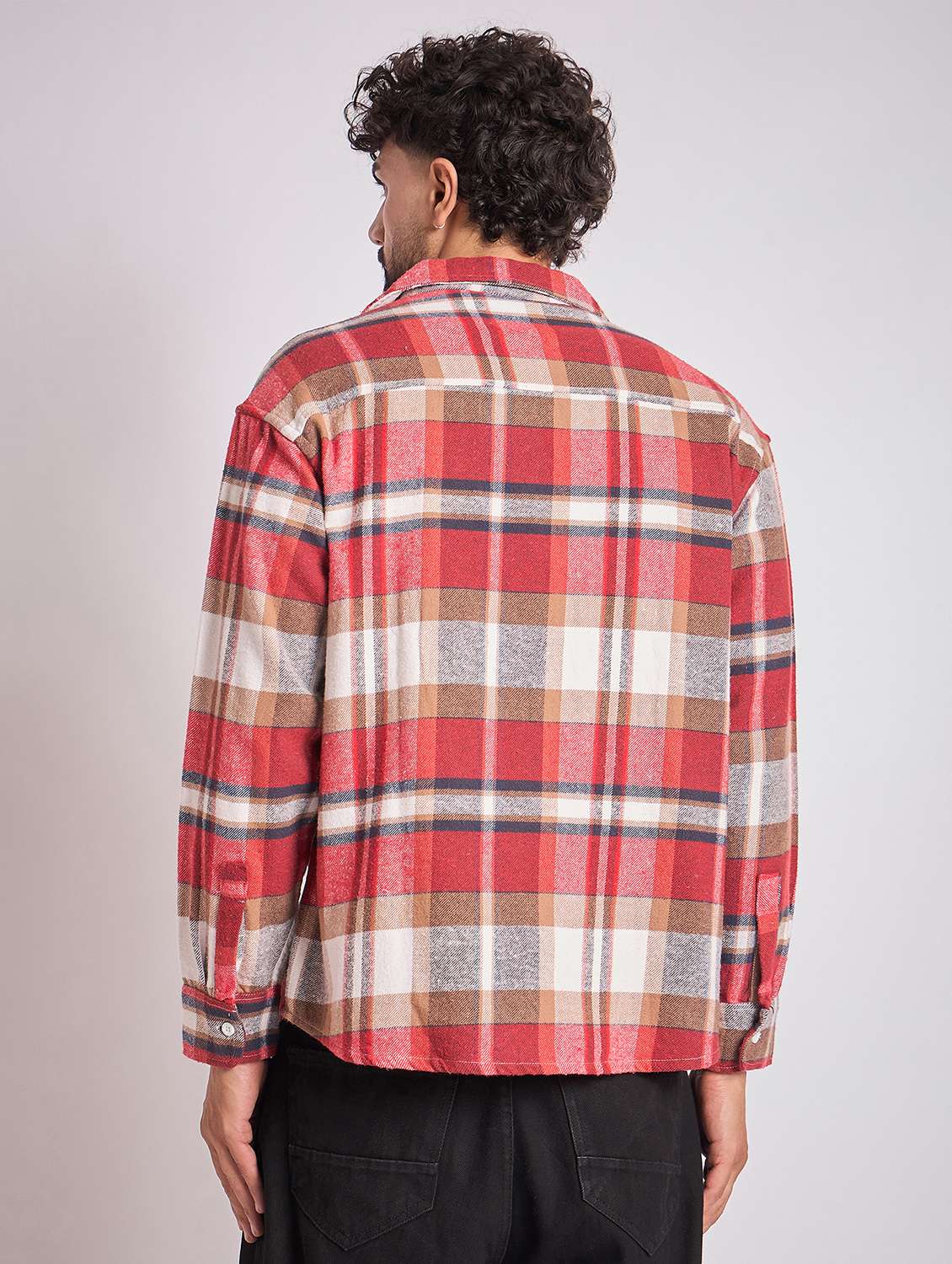 men checkered long sleeve oversized casual shirt - 22079871 - Standard Image - 3