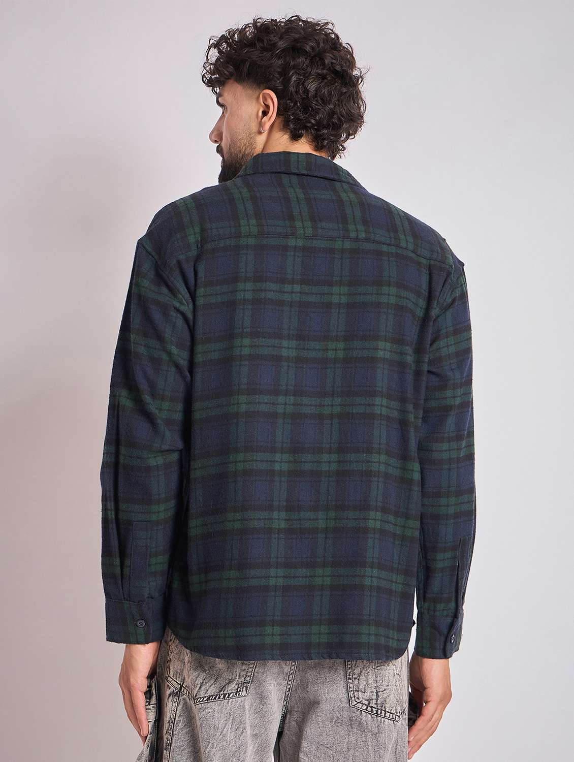 men checkered long sleeve oversized casual shirt - 22079872 -  Standard Image - 3