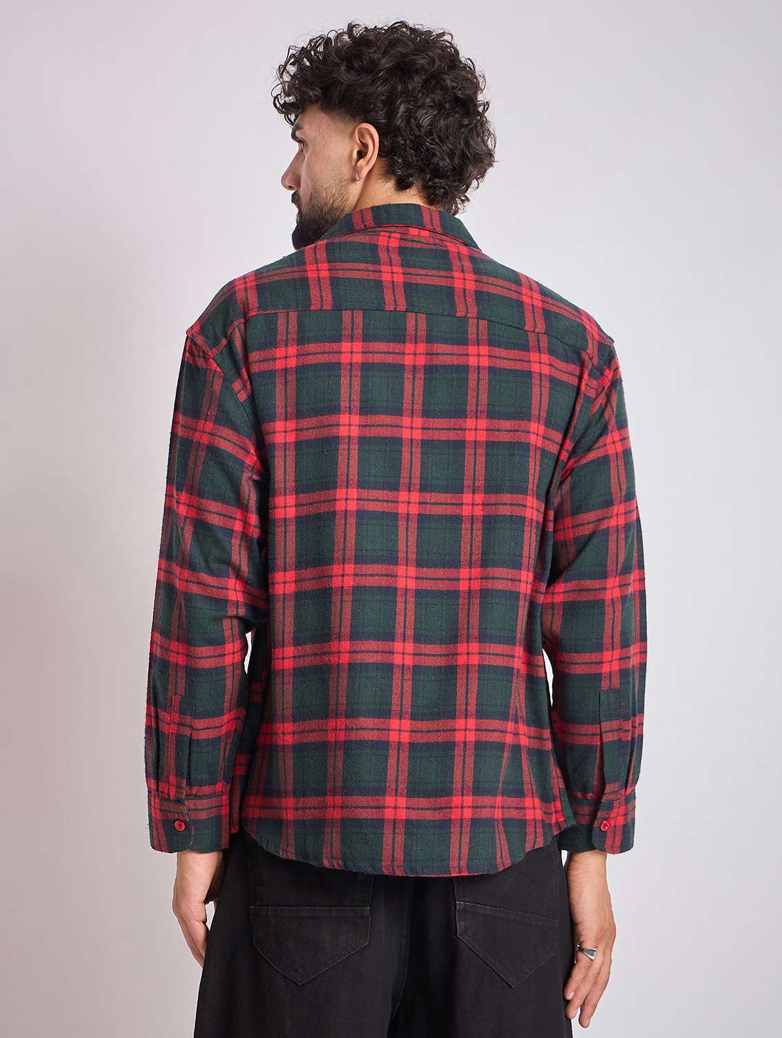 men checkered long sleeve oversized casual shirt - 22079873 -  Standard Image - 5