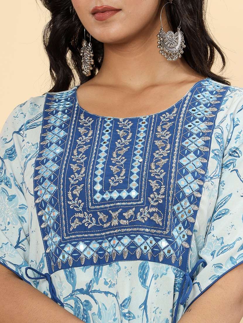 women floral printed three quarter sleeve ethnic dress - 22079886 -  Standard Image - 5