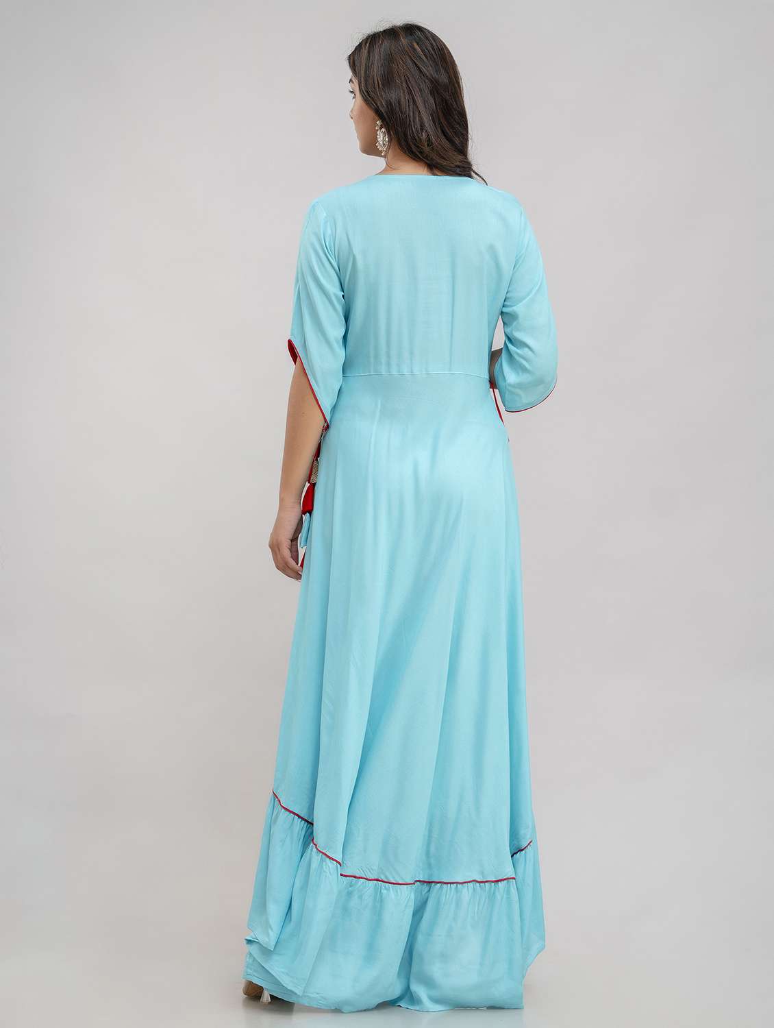 women embroidered three quarter sleeve ethnic dress - 22079888 -  Standard Image - 3