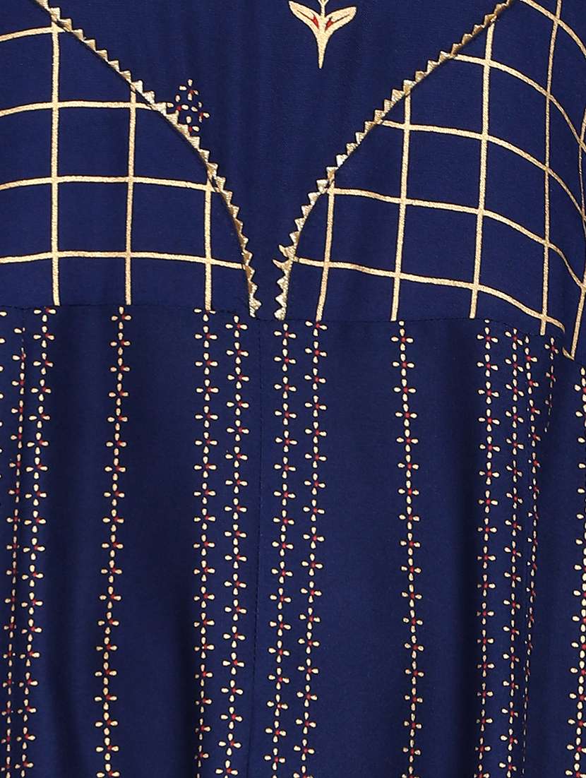 women foil printed three quarter sleeve ethnic dress - 22079890 -  Standard Image - 5