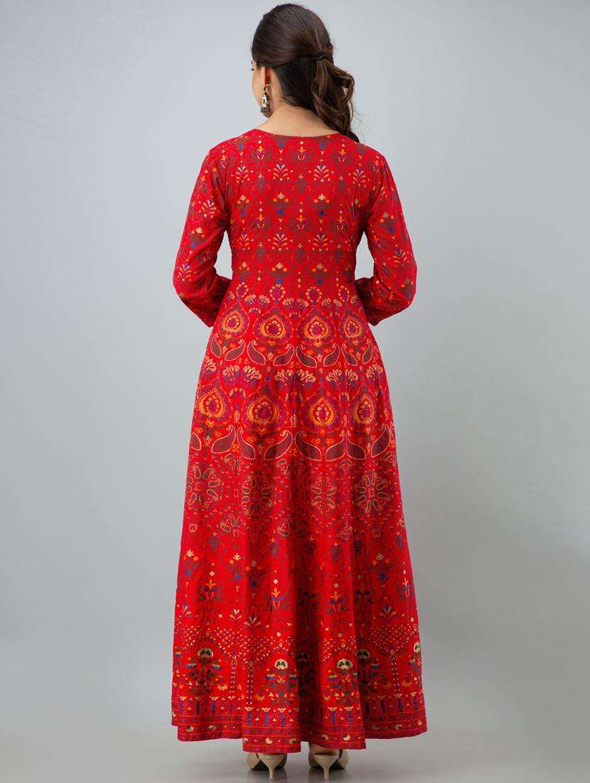 Women Printed Three Quarter Sleeve Ethnic Dress - 22079894 -  Standard Image - 3