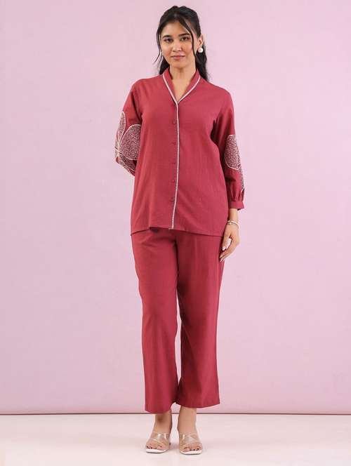 women three quarter sleeve ethnic co-ord set - 22079912 - Standard Image - 0