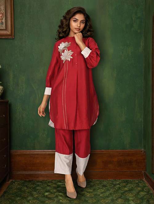women three quarter sleeve ethnic co-ord set - 22079913 - Standard Image - 0
