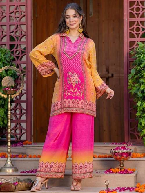 women printed long sleeve ethnic co-ord set - 22079916 -  Standard Image - 0