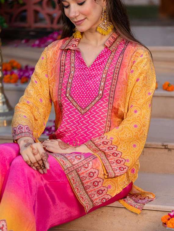 women printed long sleeve ethnic co-ord set - 22079916 - Standard Image - 5