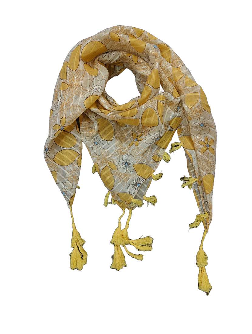 women floral printed scarf with tassels