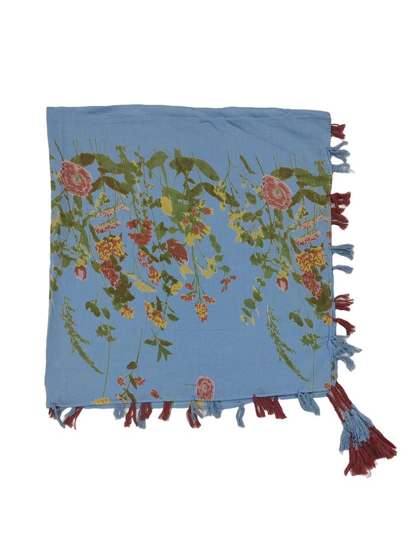 women floral printed scarf with tassels - 22079954 - Standard Image - 3