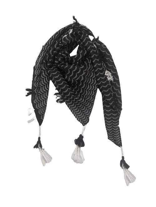 women printed scarf with tassels - 22079956 - Standard Image - 0