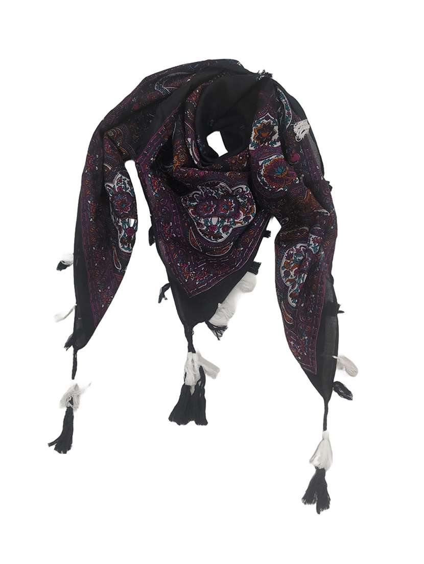 women floral printed scarf with tassels - 22079958 -  Standard Image - 3