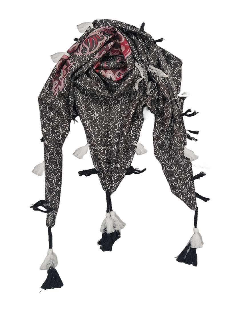 women floral printed scarf with tassels