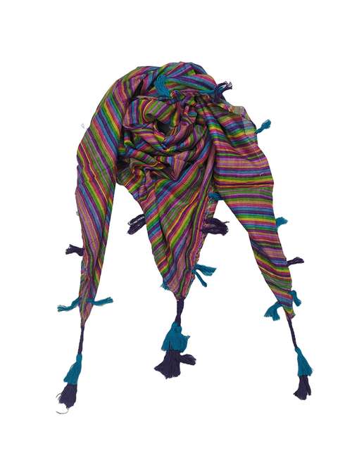 women striped scarf with tassels - 22079966 - Standard Image - 0