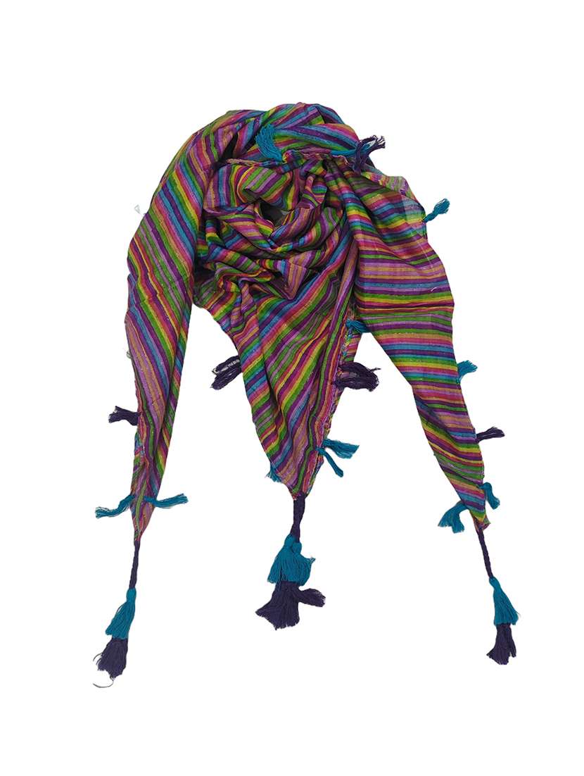 women striped scarf with tassels - 22079966 - Zoom Image - 0