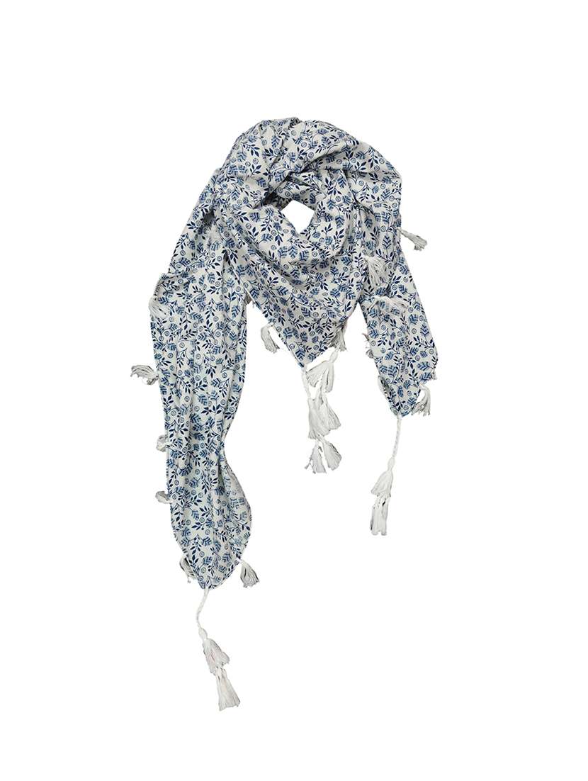 women floral printed scarf with tassels