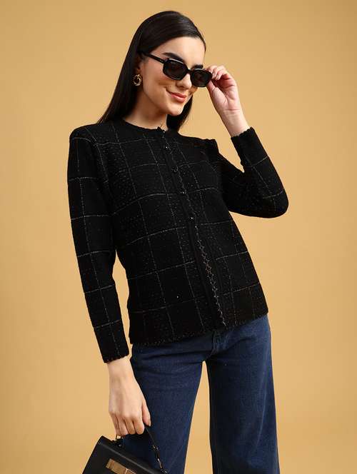 women self designed long sleeve cardigan - 22080193 -  Standard Image - 0