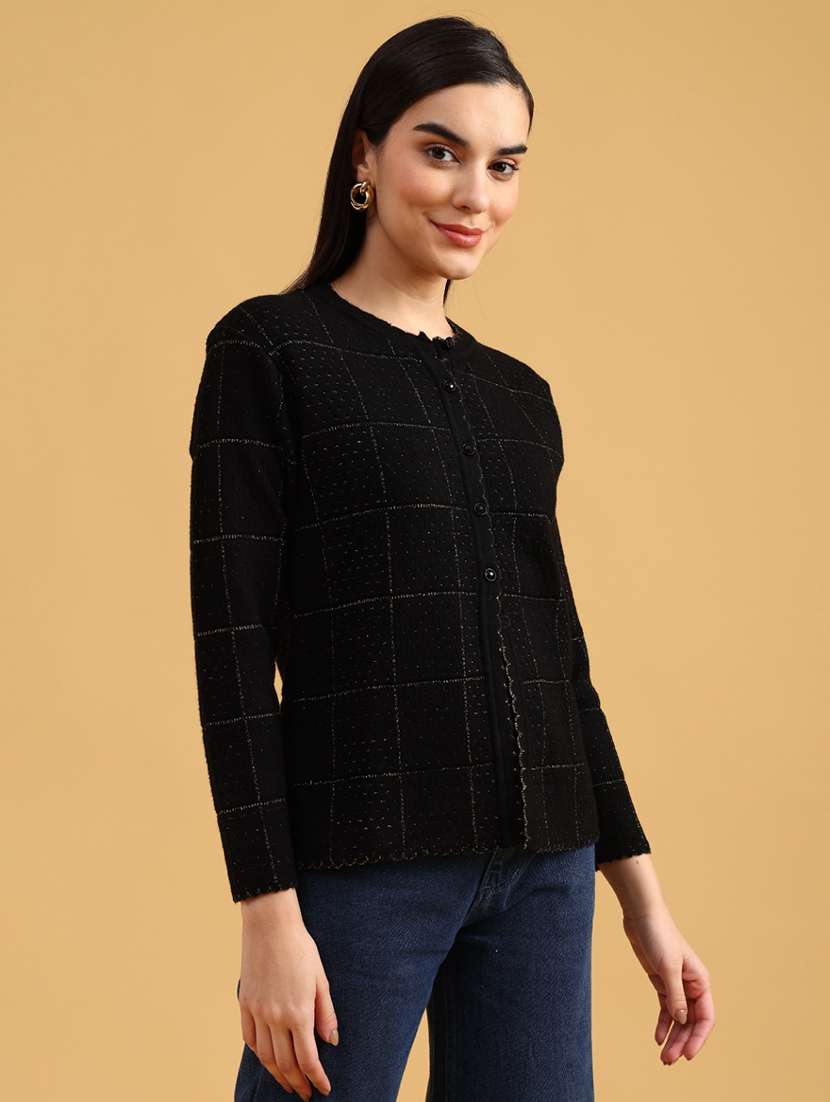 women self designed long sleeve cardigan - 22080193 -  Standard Image - 3