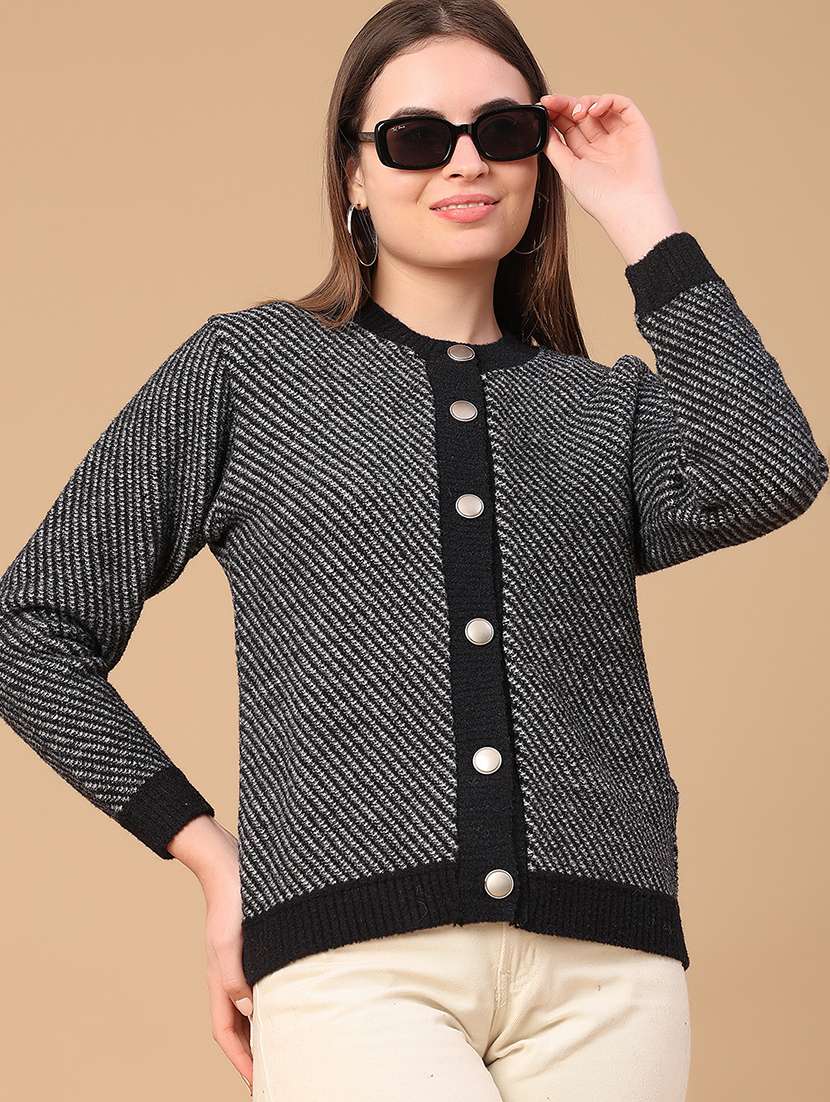 women self design long sleeve cardigan