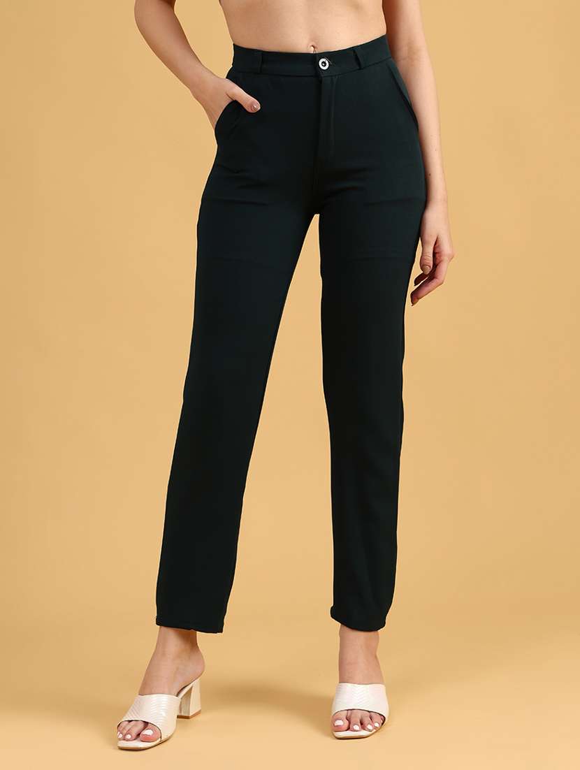 women solid high rise cigarette pants - 22080219 -  Standard Image - 3