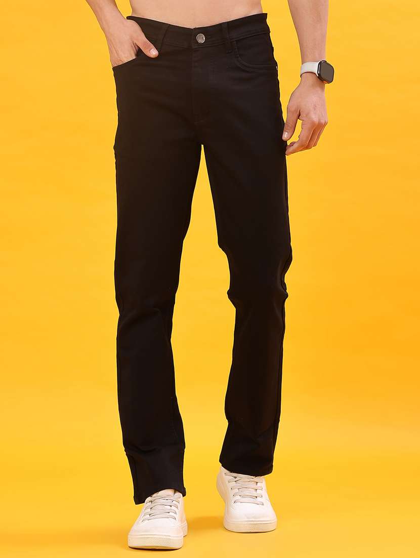 men solid mid rise tapered fit jeans