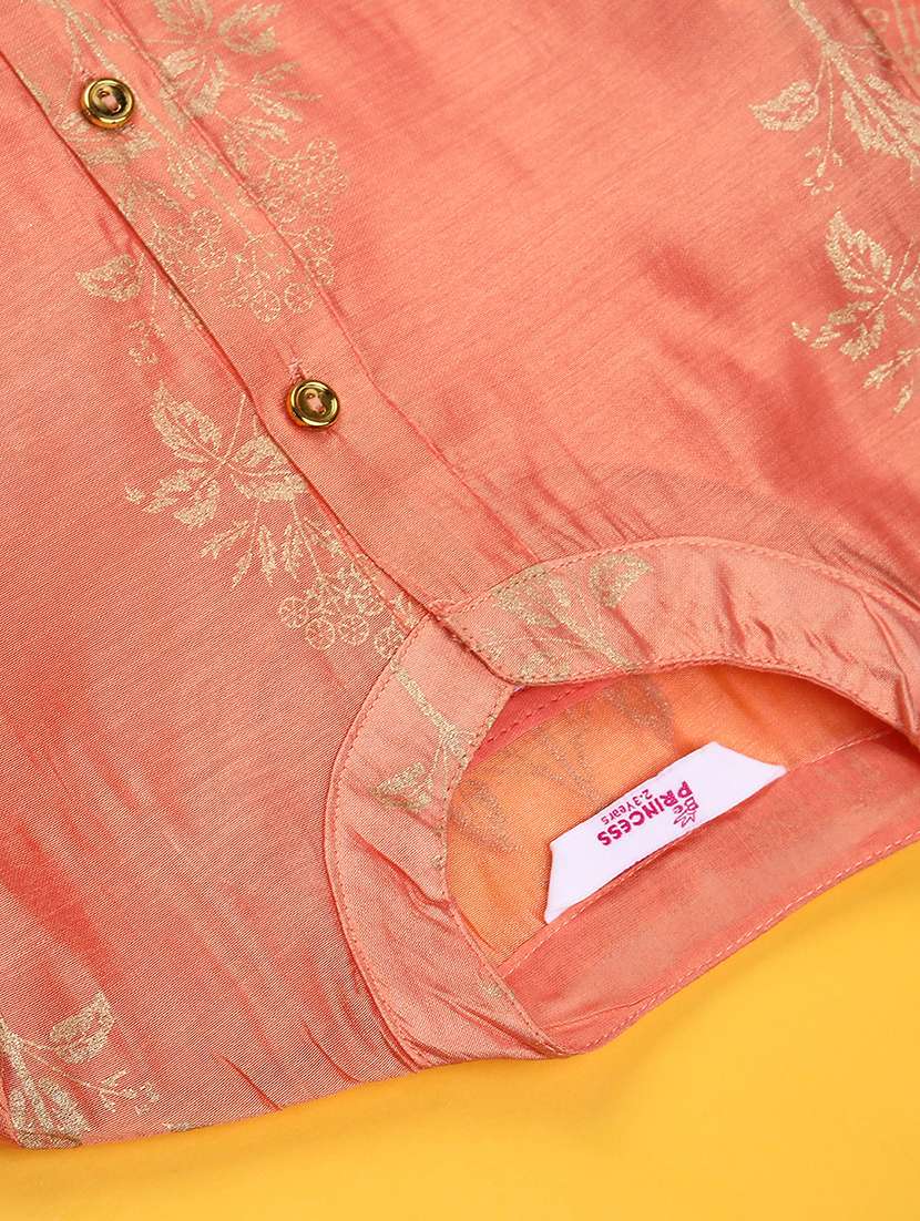 girls printed three quarter sleeve ethnic dress - 22080264 -  Standard Image - 3