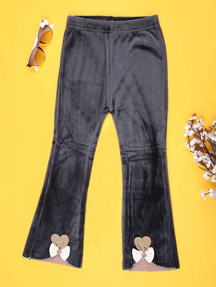 girls solid mid rise pyjama