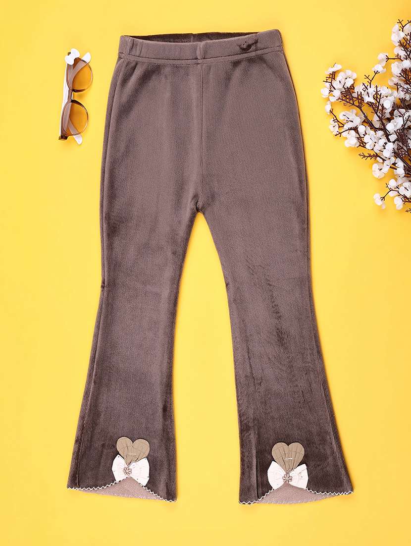 girls solid mid rise pyjama