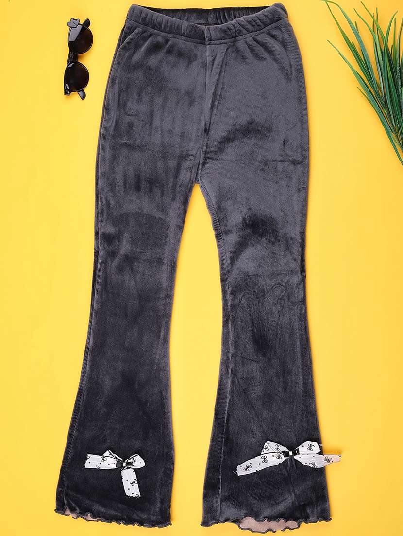 girls solid mid rise pyjama