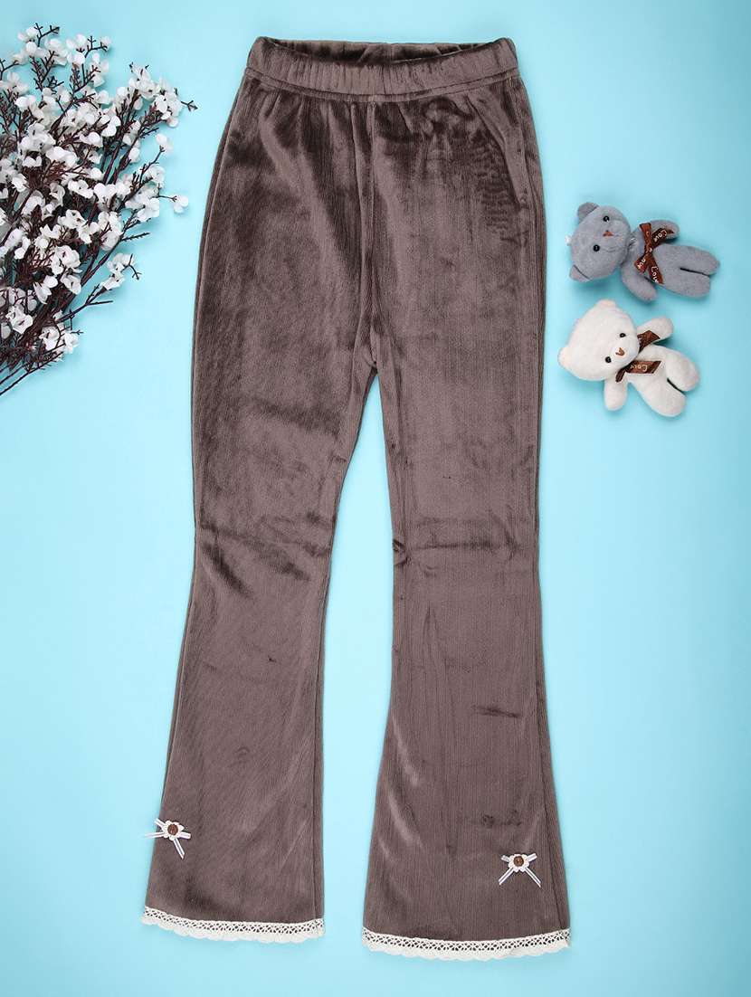 girls solid mid rise pyjama