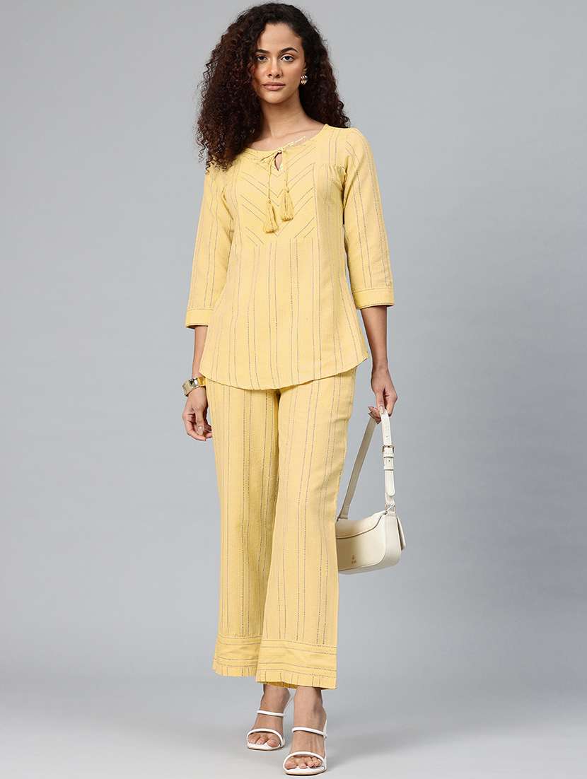 yellow cotton top and trouser set coord - 22080530 - Zoom Image - 0