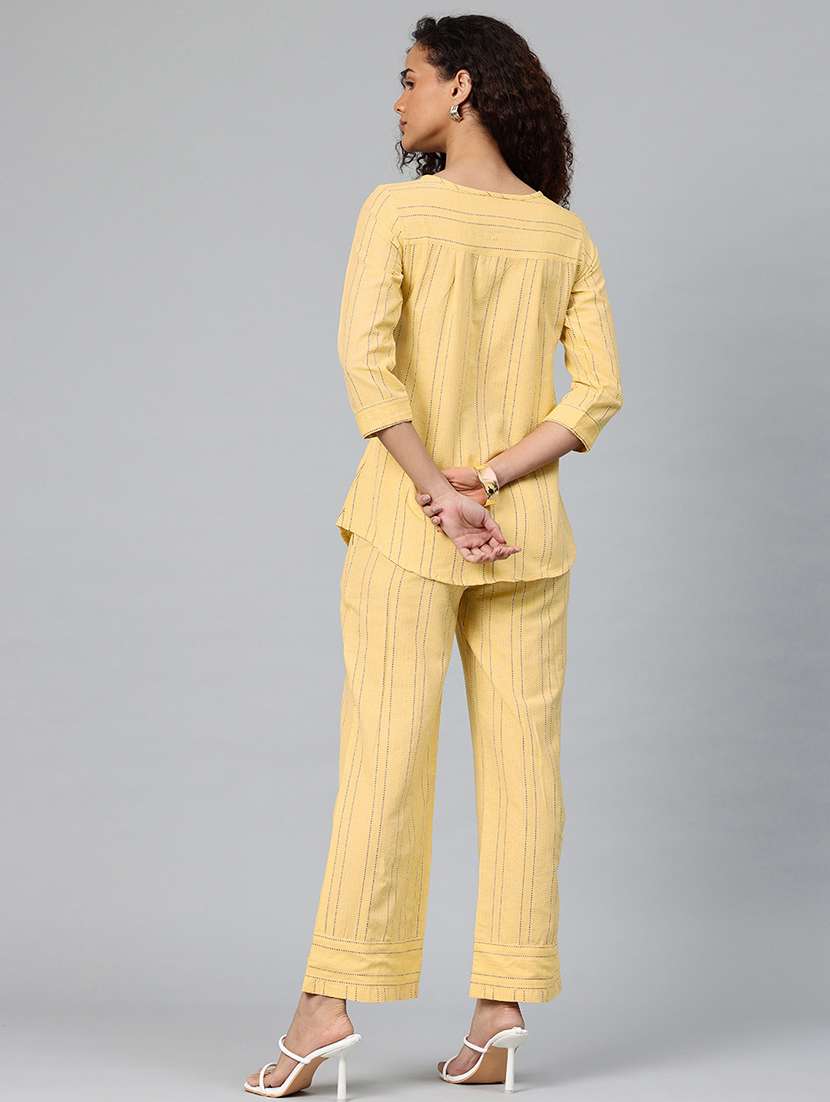 yellow cotton top and trouser set coord - 22080530 - Standard Image - 3