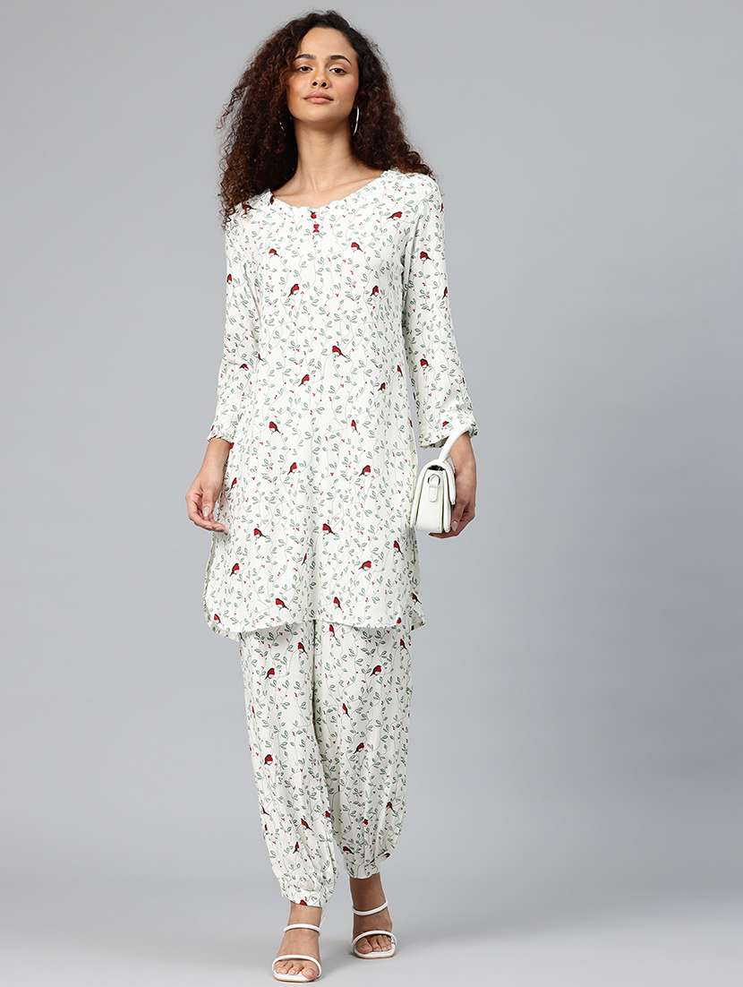 women printed three quarter sleeve co-ord set - 22080532 -  Zoom Image - 0
