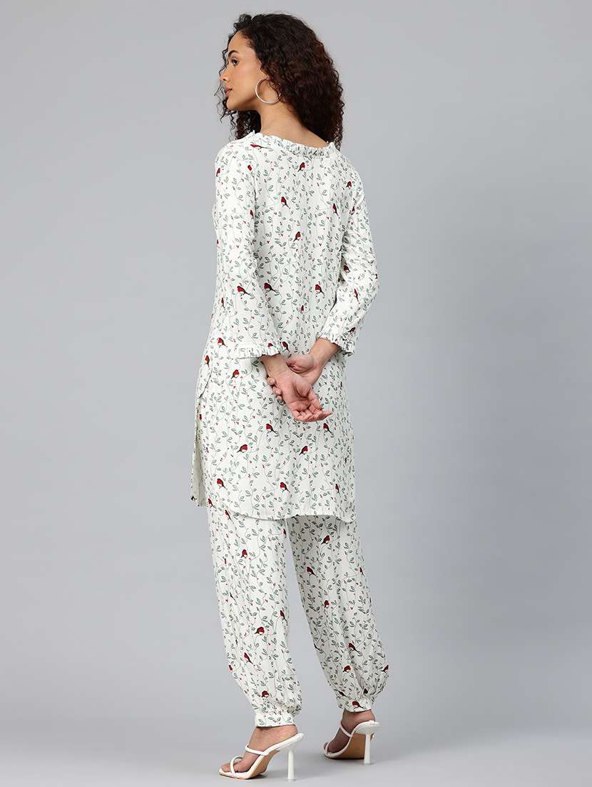 women printed three quarter sleeve co-ord set - 22080532 - Standard Image - 3