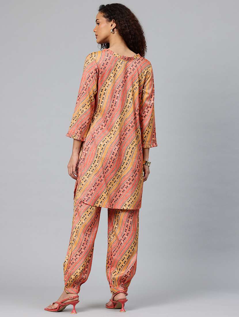 women printed three quarter sleeve co-ord set - 22080533 - Standard Image - 3