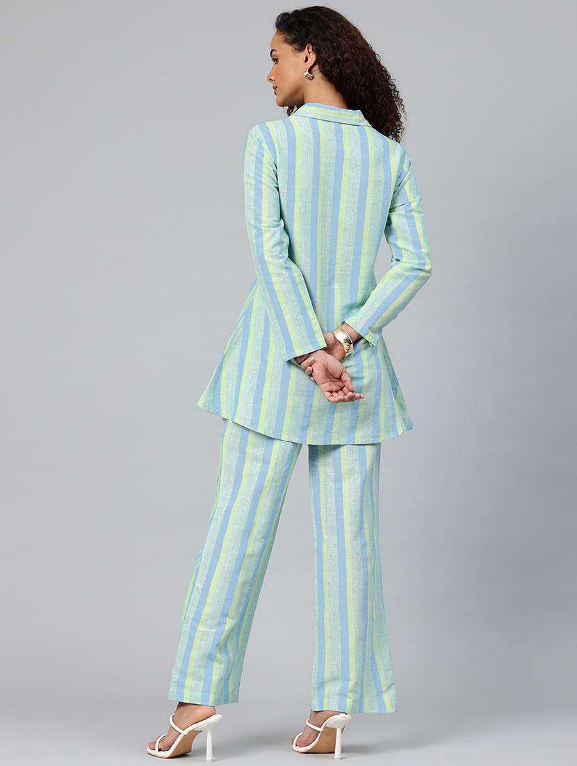 women striped top and trouser co-ord set - 22080540 -  Standard Image - 3