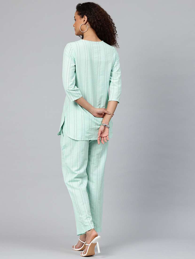 women striped top and trousedr co-ord set - 22080544 -  Standard Image - 3