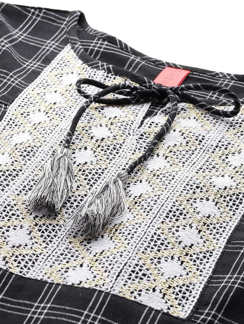 women checkered three quarter sleeve co-ord set - 22080545 - Standard Image - 5