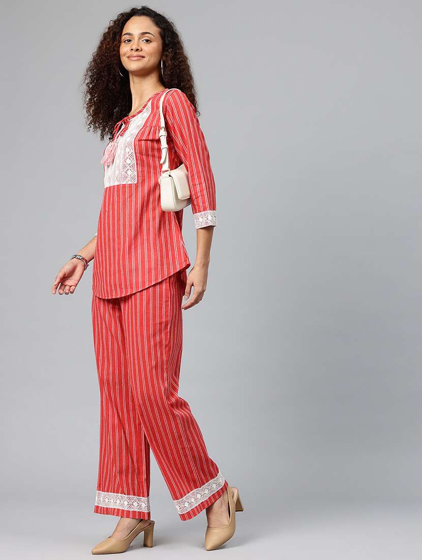 women printed three quarter sleeve co-ord set