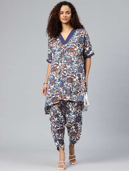 women printed three quarter sleeve co-ord set - 22080549 -  Standard Image - 0