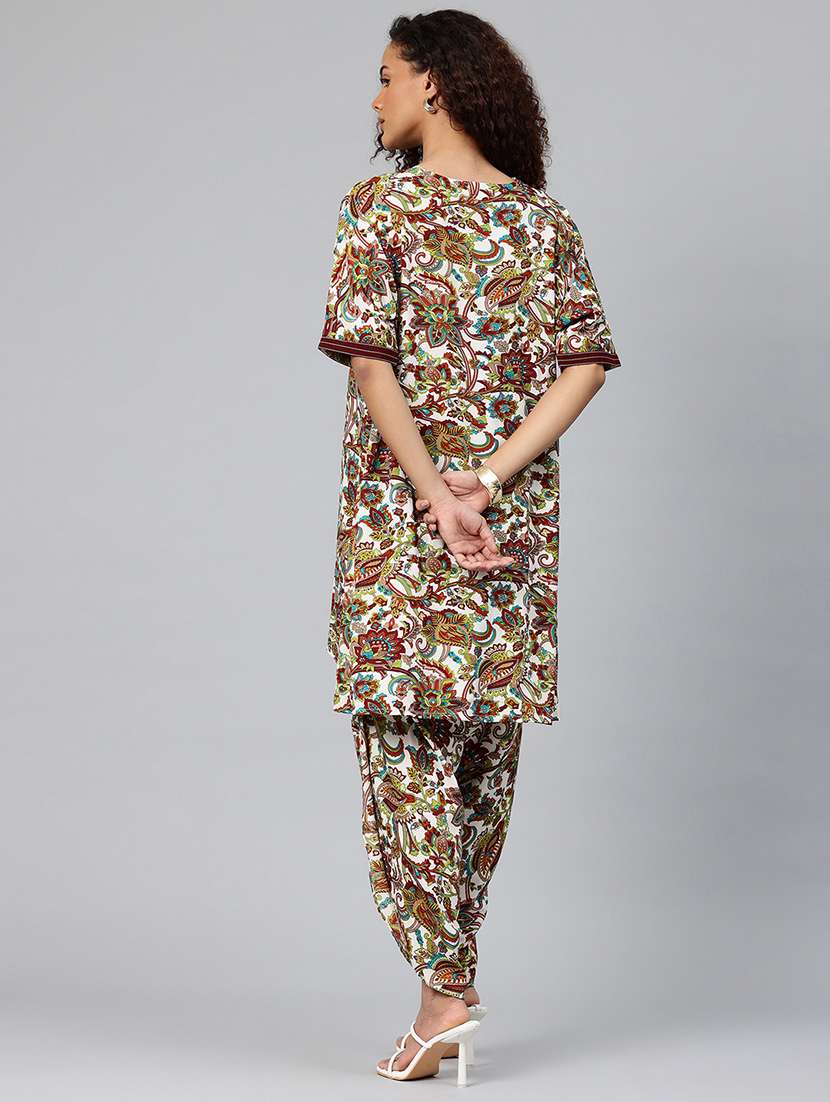 women printed three quarter sleeve co-ord set - 22080550 - Standard Image - 3