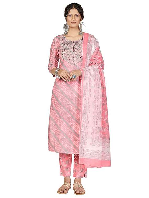 women three quarter sleeve kurta pant with dupatta set - 22080562 - Zoom Image - 0