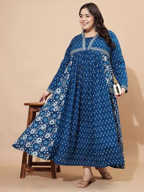 women printed long sleeve flared kurta - 22080569 - Standard Image - 0