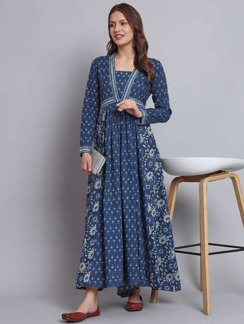 women printed long sleeve flared kurta - 22080570 -  Standard Image - 0