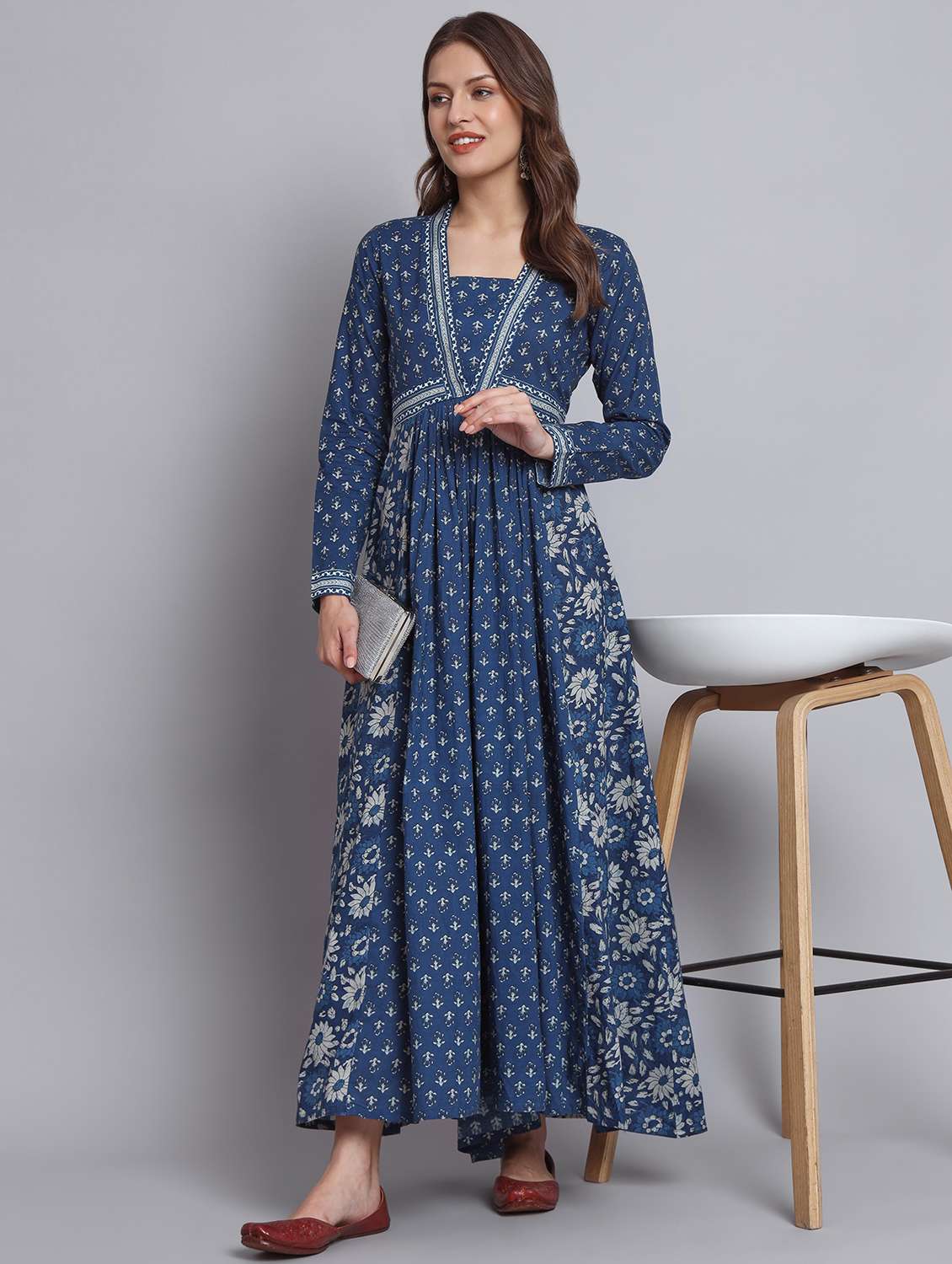 women printed long sleeve flared kurta - 22080570 -  Zoom Image - 0