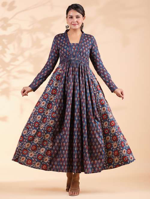 women printed long sleeve flared kurta - 22080572 - Standard Image - 0