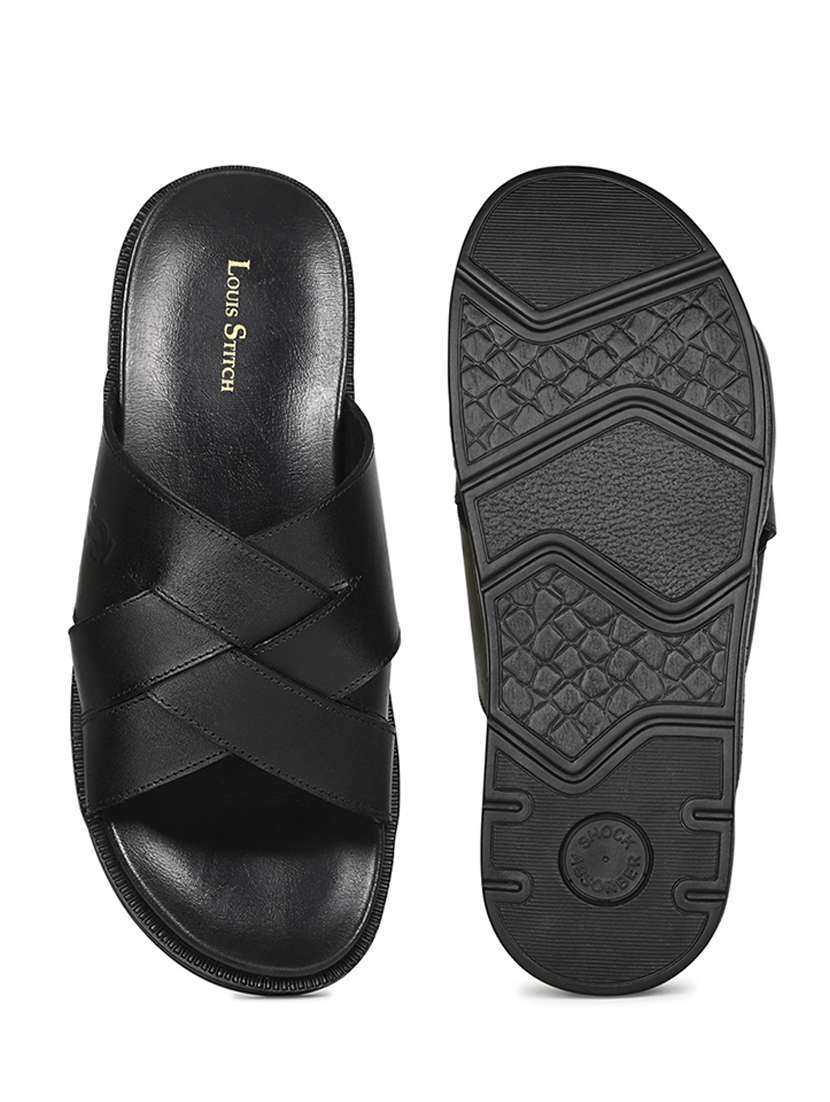men black slip on sandal - 22080624 -  Standard Image - 3